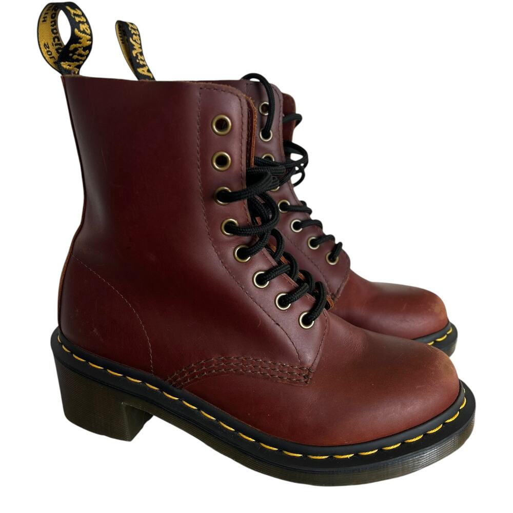 Dr. Martens Clemency Boots Women’s US 6 Cherry Red Leather 8-Eye Heeled